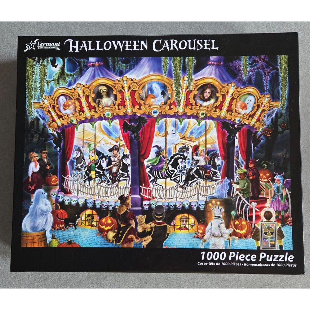 Vermont Christmas Company Halloween Carousel 1000 pc Randy Wollenmann Complete